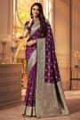 Plum Purple Zari Weaved Banarasi Silk Saree