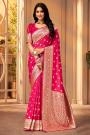 Pink Zari Weaved Banarasi Silk Saree