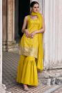 Mustard Georgette Embroidered Sharara Kurta Set