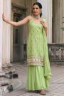 Pastel Green Georgette Embroidered Sharara Kurta Set