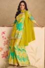 Lemon Green Chinon Silk Printed & Embroidered Sharara Kurta Set