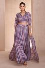 Lilac Chinon Silk Printed & Embroidered 3 Piece Attire