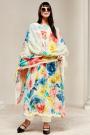 Ivory Multicolor Cotton Printed Embroidered Kurta Set with Chinon Silk Dupatta