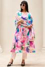 Pink  Multicolor Cotton Printed & Embroidered Kurta Set with Chinon Silk Dupatta