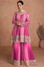 Light Pink Chinon Silk Embroidered Sharara Kurta Set