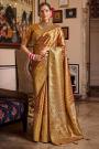 Sunset Orange Tissue Silk Zari Weaved & Embellished Saree