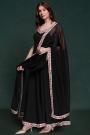 Black Embroidered Georgette Anarkali Set