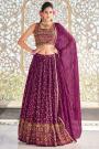 Plum Cotton Printed & Embroidered Lehenga Set