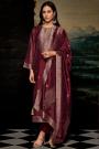 Deep Maroon Silk Zari Woven Kurta Set