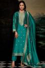 Teal  Silk Zari Woven Kurta Set