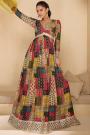 Multicolor Georgette Printed & Embroidered Anarkali Dress With Dupatta