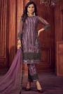 Mauve Net Embroidered Kurta Set