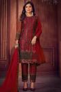 Deep Red Net Embroidered Kurta Set