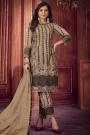 Beige Net Embroidered Kurta Set