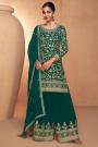 Dark Green Chinon Silk Embroidered Sharara Kurta Set