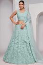 Soft Blue Net Embroidered Lehenga Set