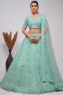 Aqua Green Net Embroidered Lehenga Set