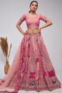 Pink Silk Embroidered Lehenga Set