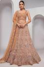 Sunset Orange Net Embroidered Lehenga Set