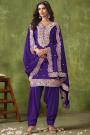 Purple Chanderi Silk Embroidered Patiala Salwar Suit