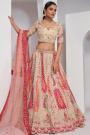 Beige Silk Embroidered Lehenga Set