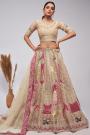 Beige Silk Embroidered Lehenga Set