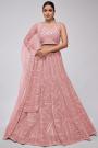 Blush Pink Net Embroidered Lehenga Set