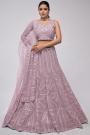 Lilac Net Embroidered Lehenga Set