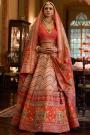 Coral Silk Rajwadi Printed & Embroidered Lehenga Set