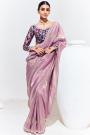 Lilac Glass Tissue Organza Silk Embroidered Saree