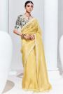 Yellow Glass Tissue Organza Silk Embroidered Saree