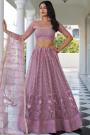 Lilac Net Embroidered Lehenga Set