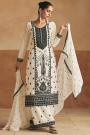 Ivory Chinon Silk Embroidered Kurta Set