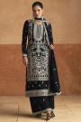 Black Chinon Silk Embroidered Kurta Set