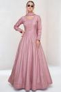 Blush Pink Silk Embroidered Anarkali Dress With Dupatta