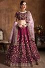 Magenta Silk Embroidered Lehenga Set