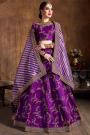 Purple Silk Embroidered Lehenga Set