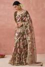 Chocolate Brown  Organza Silk Printed Saree