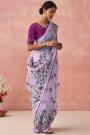 Lavender Organza Silk Printed Saree