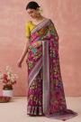 Plum Organza Silk Printed Saree