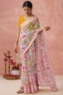 Soft Pink & Multicolor Organza Silk Printed Saree