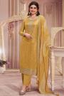 Mustard Jacquard Silk Embroidered Kurta Set