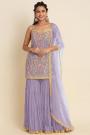 Lilac Georgette Embroidered Kurta Set With Sharara