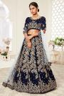 Deep Navy Velvet Embroidered Lehenga Set