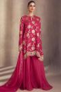 Red Pink Georgette Embroidered Kurta Set