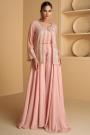 Blush Pink Georgette Embroidered Indowestern 3 Piece Set