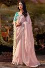 Light Pink Organza Silk Chiffon Embroidered Saree