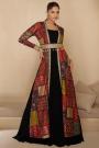 Black Georgette Anarkali Dress With Printed & Hand Embellished Silk Jacket & Belt