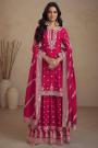 Pink Chinon Silk Embroidered Sharara Kurta set