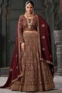 Maroon Georgette Embroidered Kalidar Lehenga Set